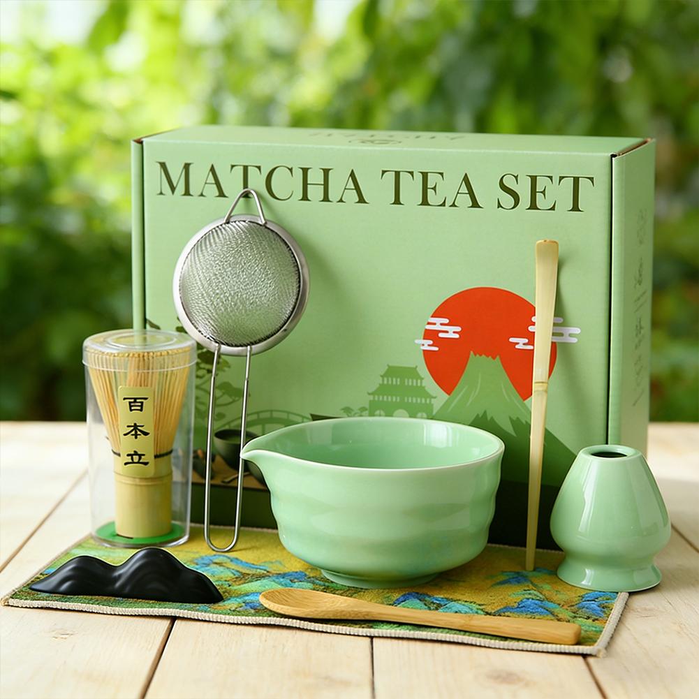Bamboo Whisk Chasen - 本格的な日本抹茶茶器セット、陶器抹茶茶碗、竹製抹茶泡立て器、茶筅立て、茶杓、茶こし、伝統的な茶道キット、ギフト
