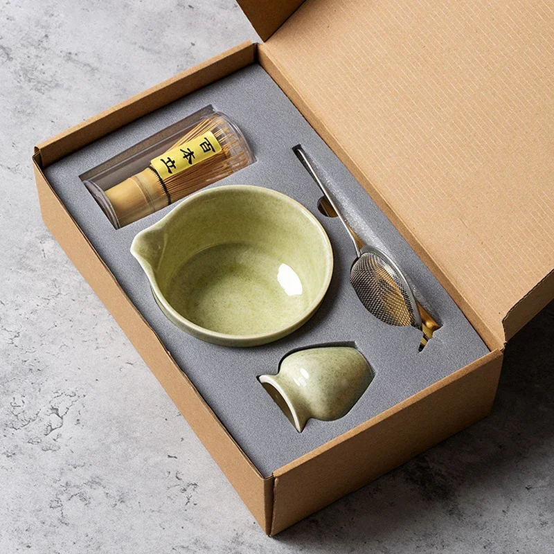 Matcha Bowl Chawan - 日本の抹茶ブレンダーセレモニーセット（4/5/6/7点セット）セラミック茶碗、竹製茶筅、茶さじ、抹茶ツールキット（お茶愛好家向け）