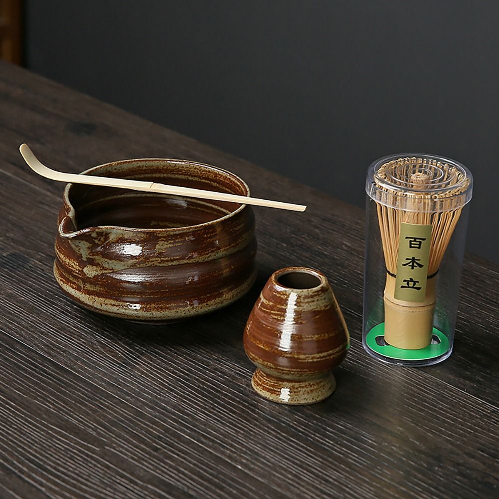 Bamboo Whisk Chasen - 竹セラミック抹茶セット,4個,食品グレード,安全泡立て器,再利用可能,新品
