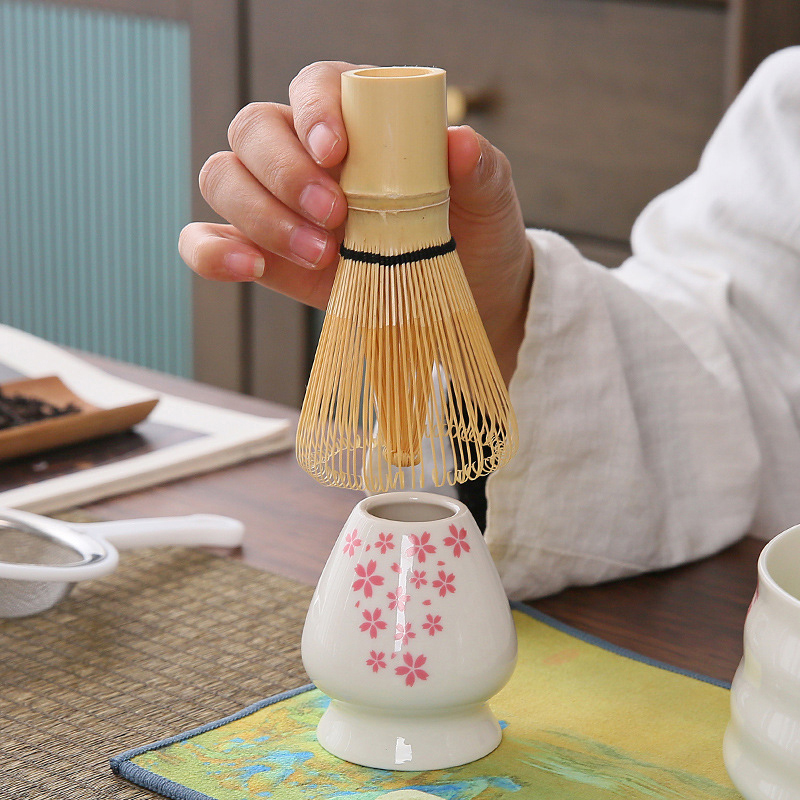 日本セラミック抹茶緑茶茶筅ホルダースタンドボウル竹泡立て器グ - Bamboo Whisk Chasen のレビューと価格