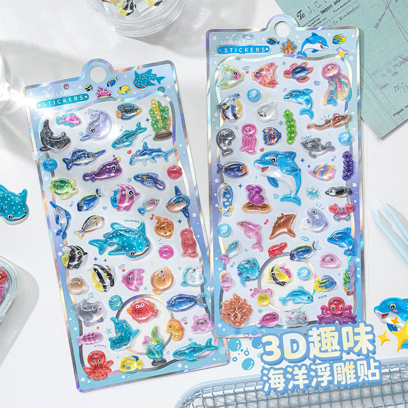 和風漫画海洋生物 3D レリーフクリスタルステッカーかわいい - Japanese Lifestyle Products のレビューと価格