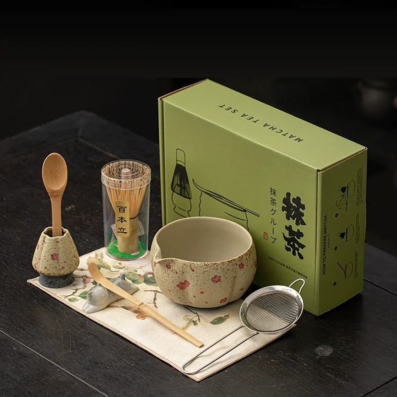 8点セット 日本製 火打石抹茶セット 竹製抹茶茶筅 高級抹茶 - Matcha Bowl Chawan のレビューと価格